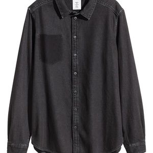 H&M black denim button-up shirt (size 10)